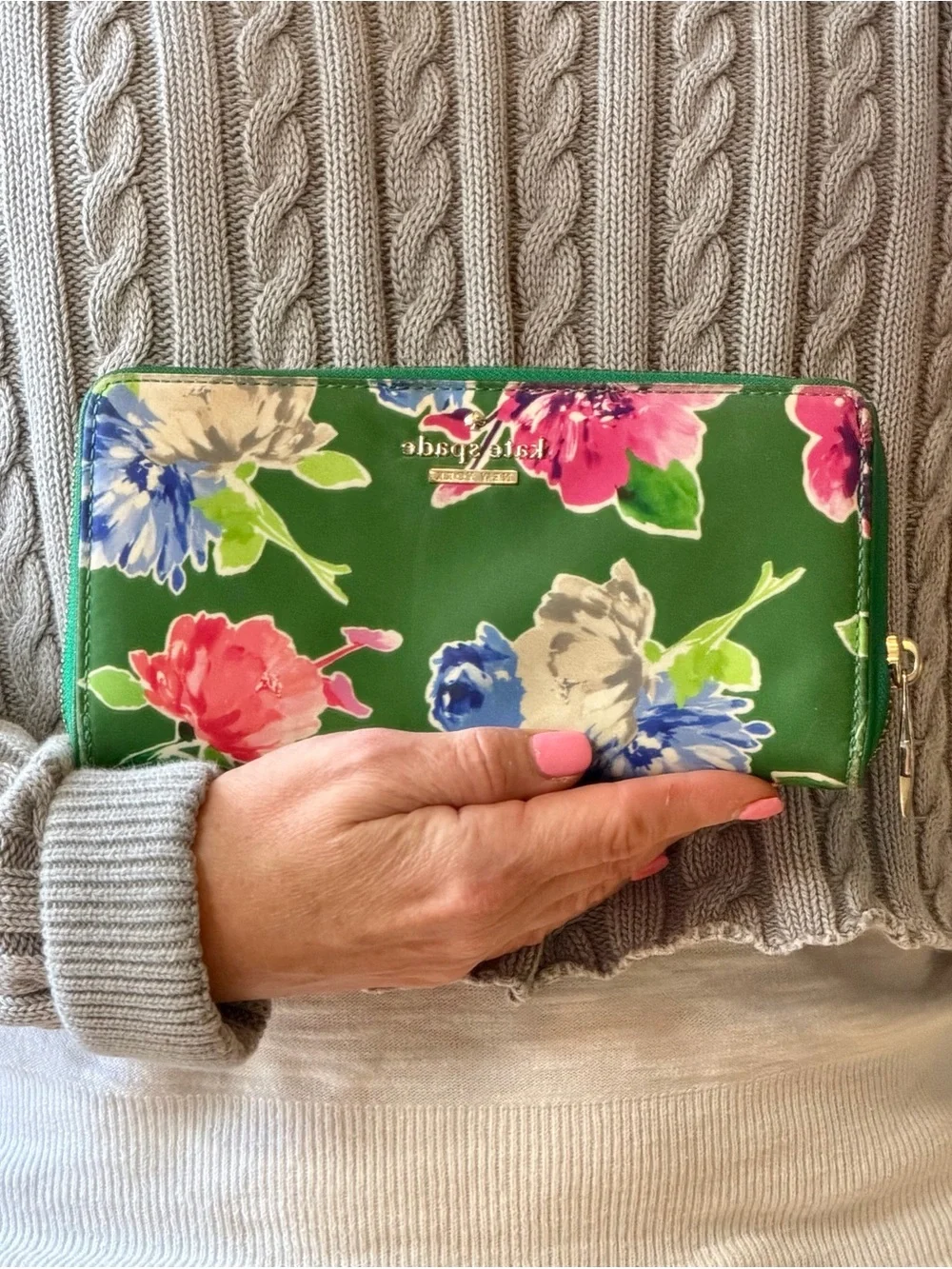 Kate Spade Rare Storybook Collector’s 2010’s Lucky Green Multi Lacey Wallet VGUC